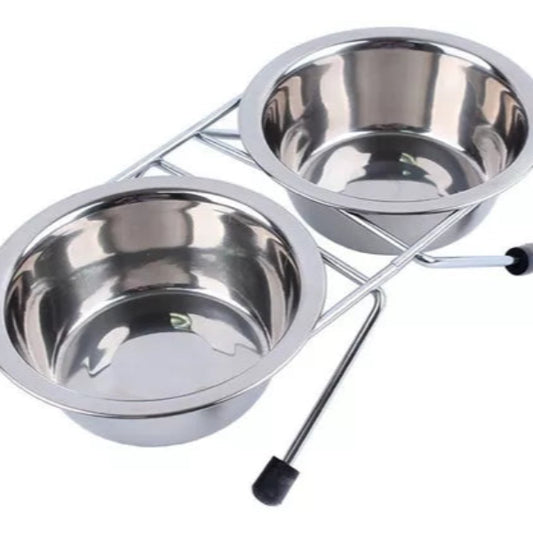 Comedero Doble Base Alambre 2 x 16cm