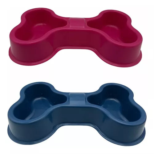 Comedero Doble Con Forma De Hueso