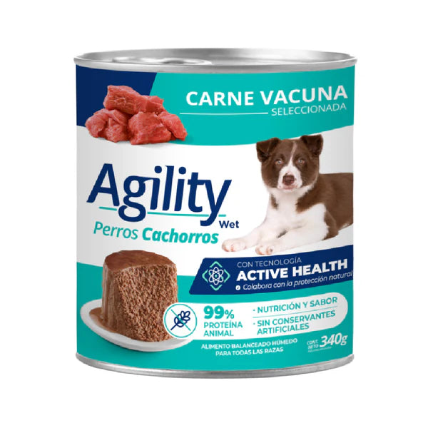Lata Agility Perro Cachorro Sabor Carne
