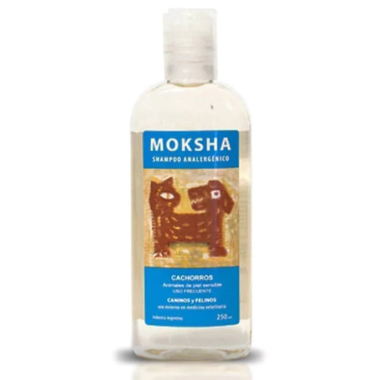 Shampoo Moksha Analergenico para Cachorros Caninos y Felinos.