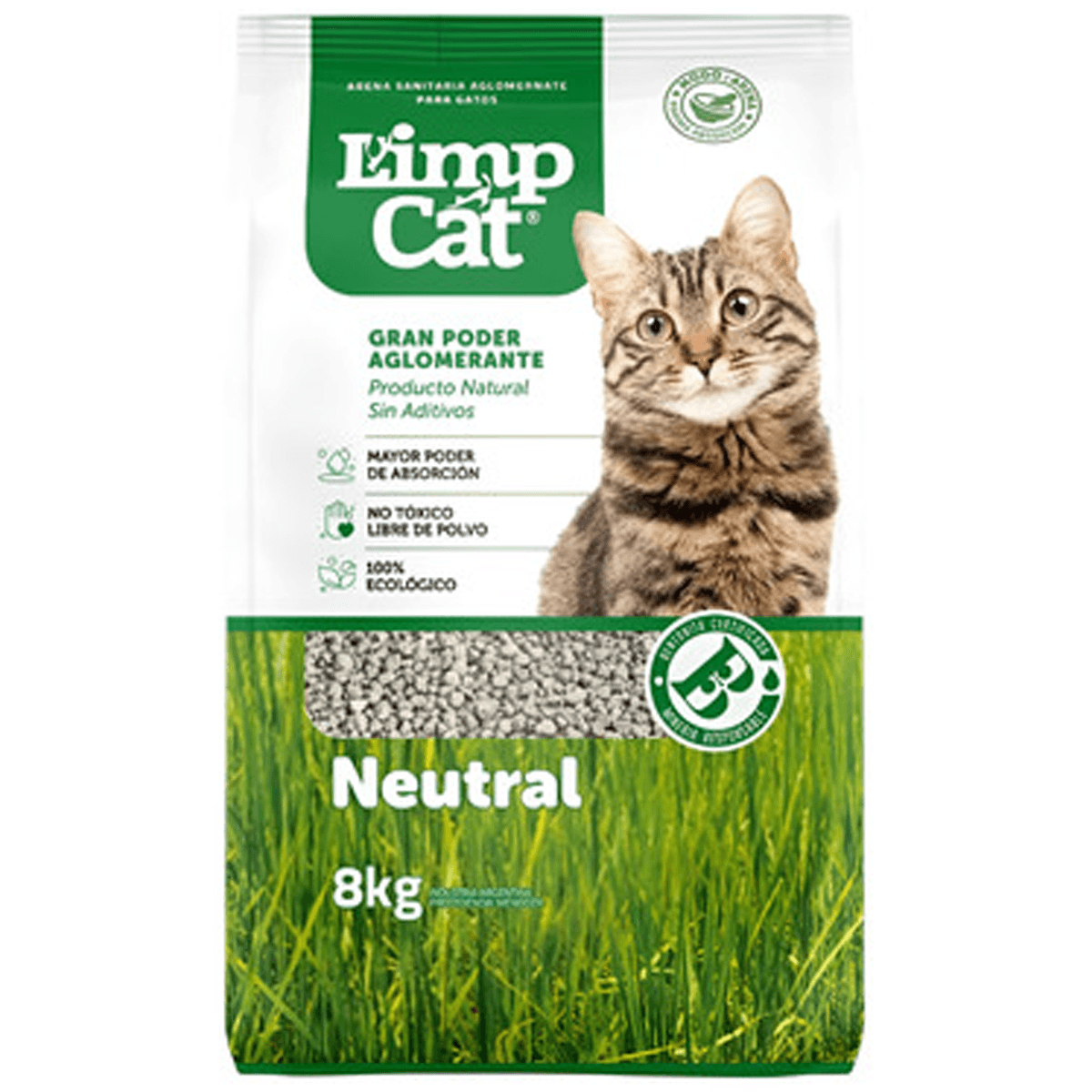 Arena/Piedras Sanitaria Aglomerante Gato Limpcat 8kg (Limon)